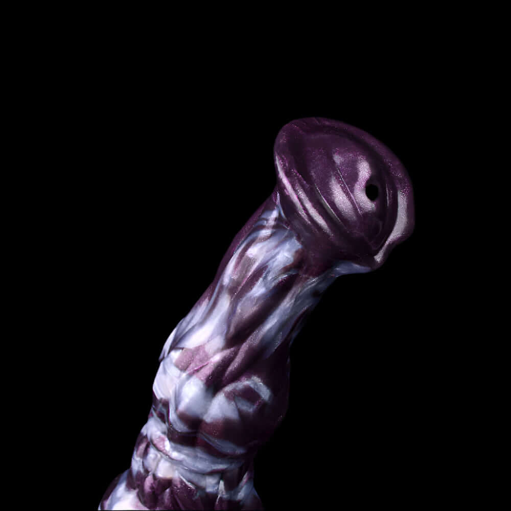 Zenyatta - Squirting (26cm) horse dildo in black and purple color, designed for intense pleasure and adventurous experiences.