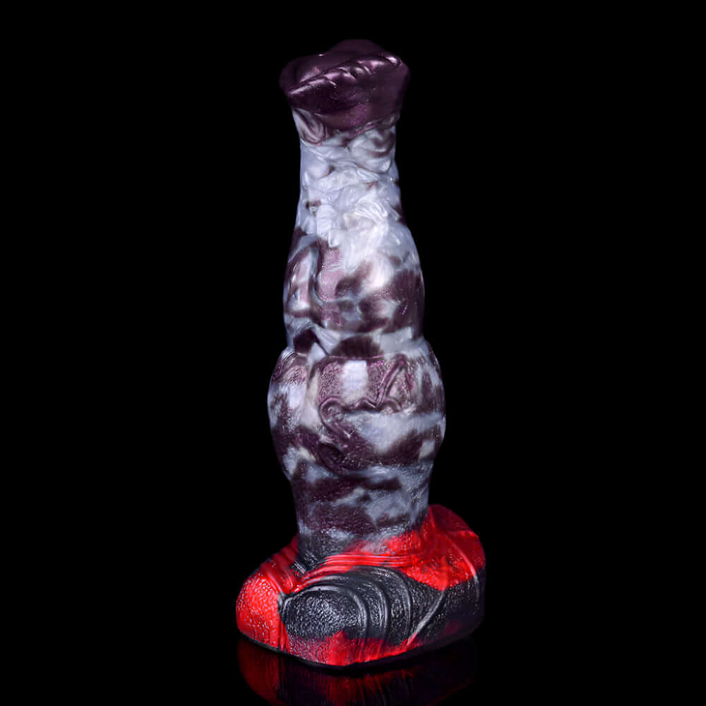 Falkor (19.5cm) horse dildo in black and purple with a bold design and a flared head, perfect for adventurous pleasure.