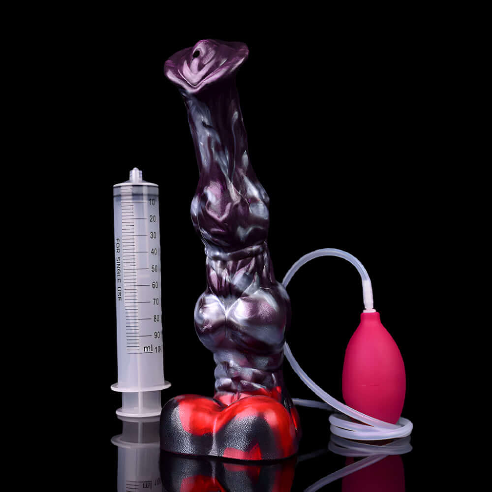 Zenyatta - Squirting (26cm) horse dildo with pump and measuring cylinder for adventurous pleasure.